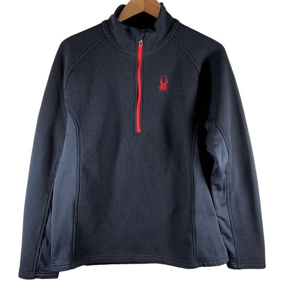 SPYDER Black and Red 1/2 Zip Sweater Size Large - Picture 1 of 4